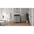 Jeffrey Alexander 30In. Grey Katara Vanity, Black Granite Vanity Top, Undermount Rectangle Bowl VKITKAT30GRBGR